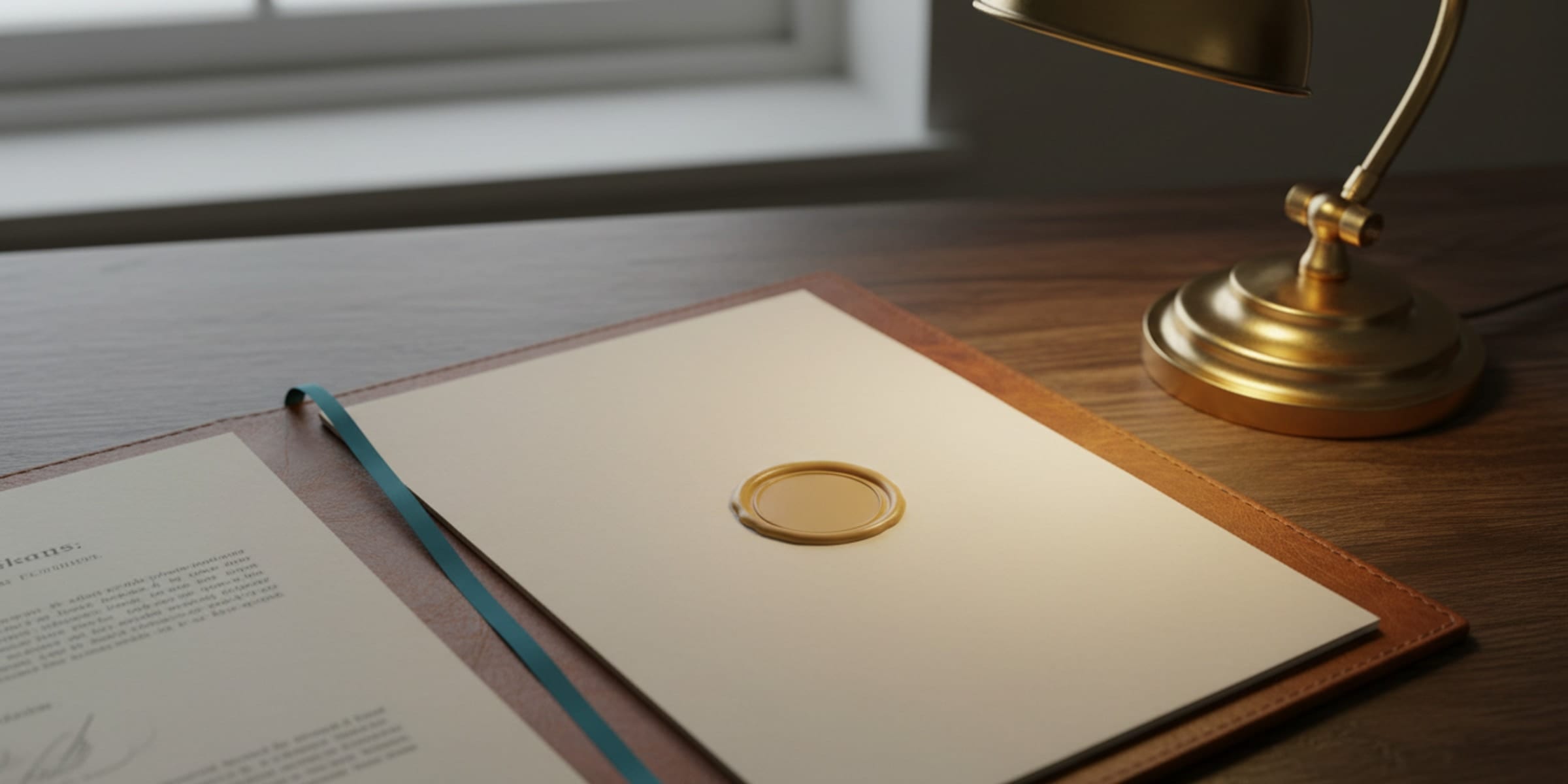 Formal credential portfolio with wax seal — professional inventory clerk accreditation